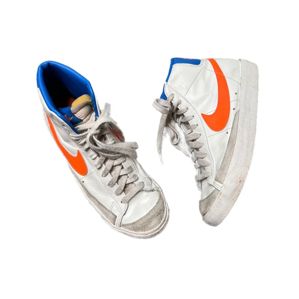 Nike Blazer Mid 77 Vintage Sail White Orange Leather High Top Sneakers Women 8.5